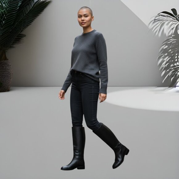 Bally Women’s Italian Leather Pull-on Riding Boots – Luxury Chic, Black, Size 9M - Picture 1 of 4